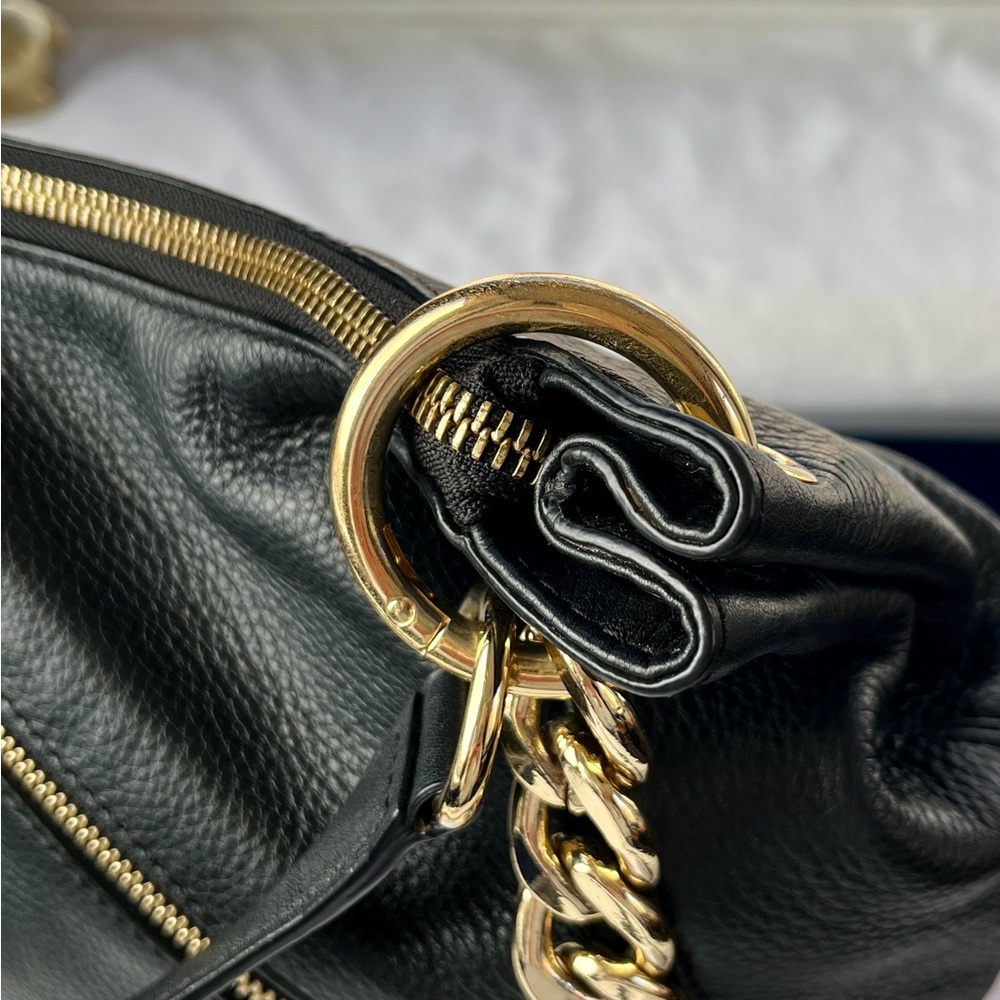 Michael Kors Black Leather Convertible Hobo Bag w/ Gold Hardware - Picture 7 of 16